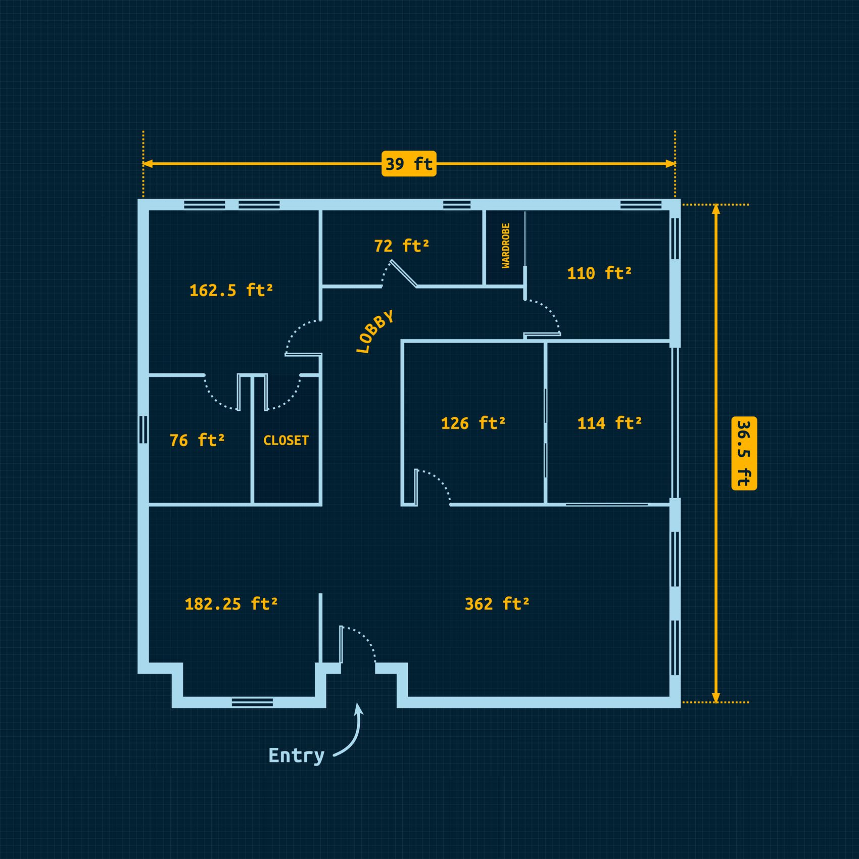 Simple Floor Plan With Dimensions - Please activate subscription plan